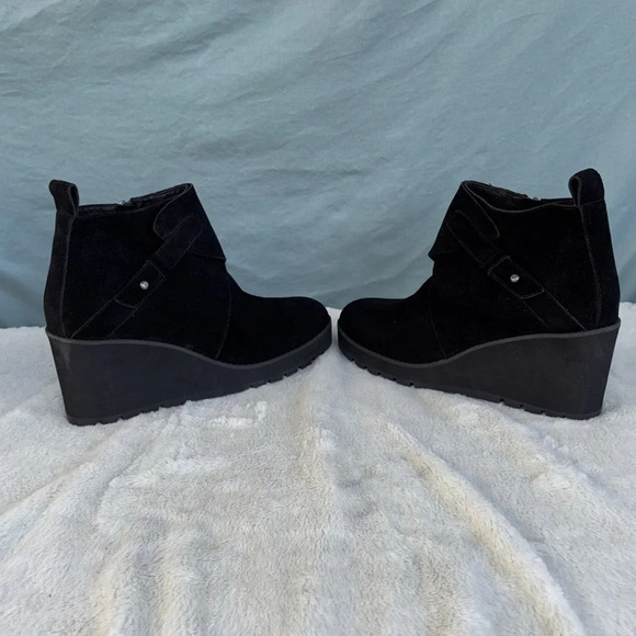 NWOT Eileen Fisher Tinker Womens Size 11 Black Suede Wedge Ankle Bootie - Picture 3 of 8